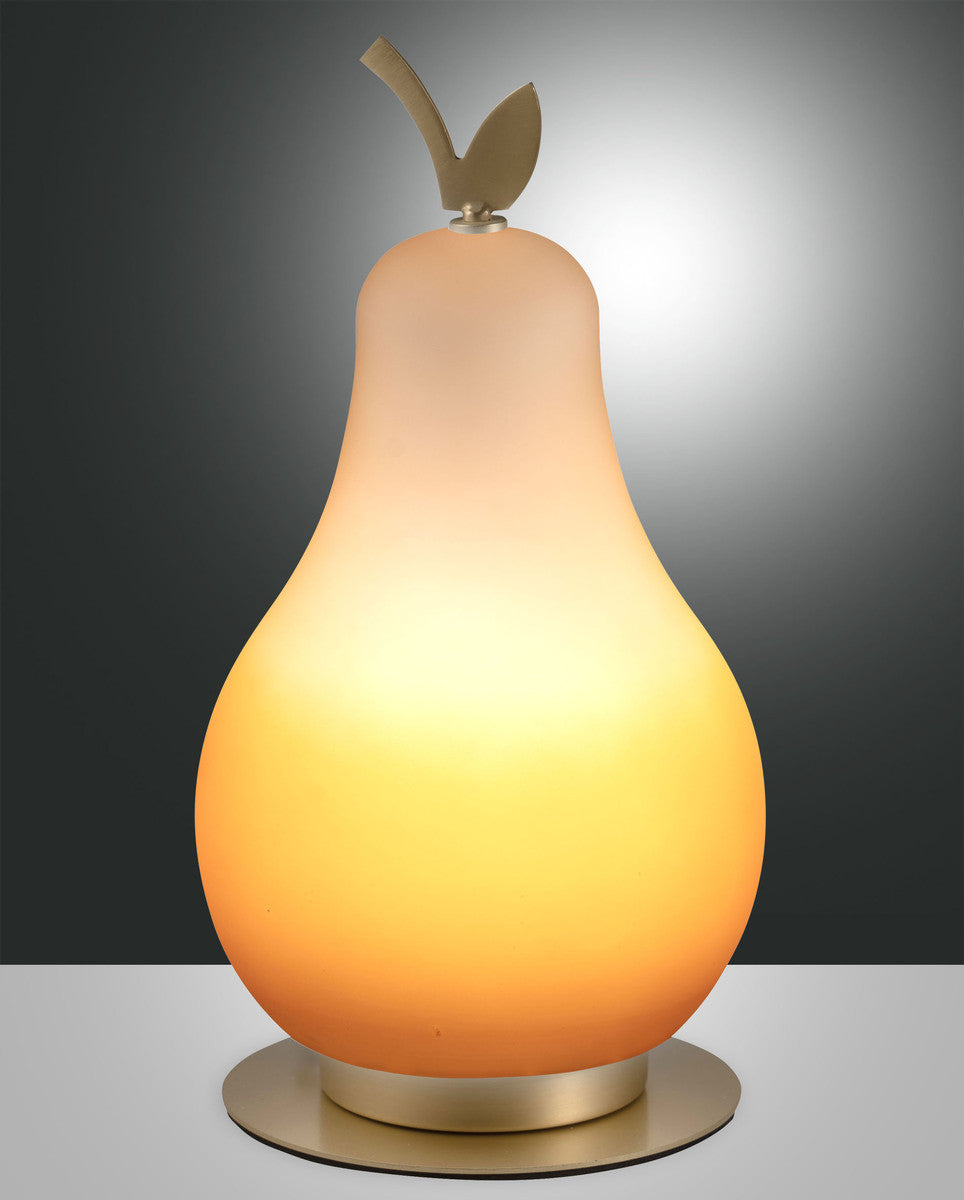 Lampe à poser Wilma orange et laiton, verre