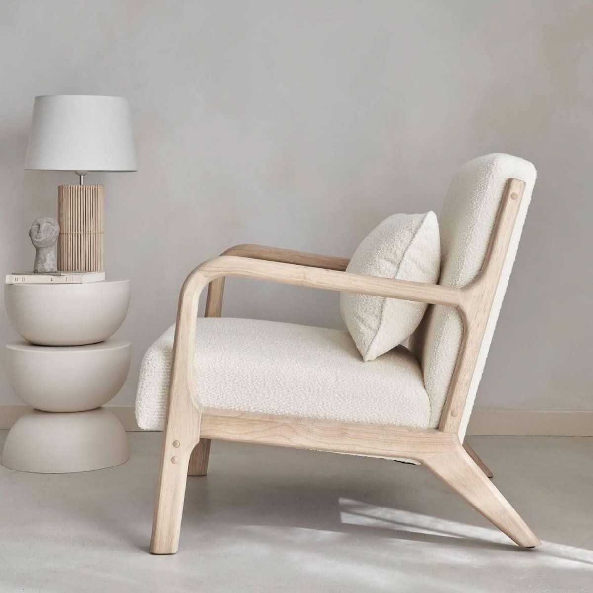 Fauteuil Bouclette Bois Scandinave | Reef - Designix Fauteuil
