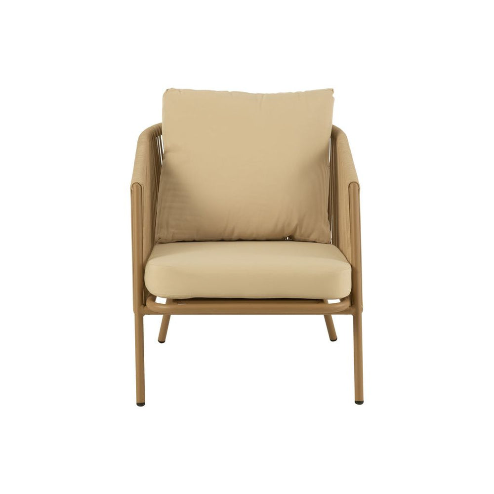 Fauteuil Métal Corde Beige | Tine - Designix Fauteuil