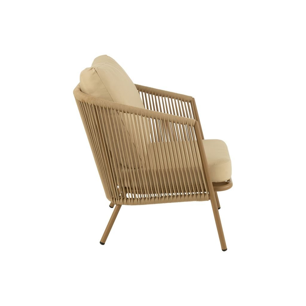 Fauteuil Métal Corde Beige | Tine - Designix Fauteuil