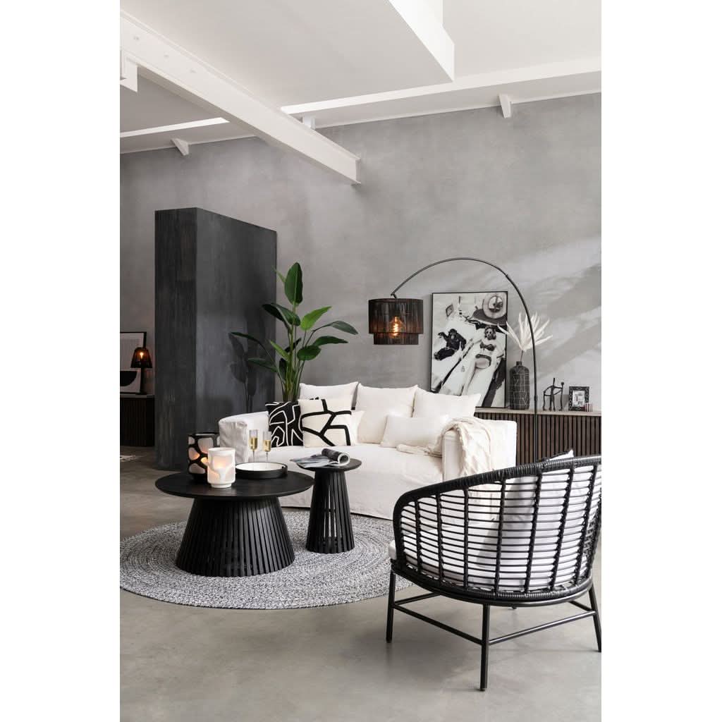 Fauteuil Métal Coussins Roseau Noir | Vira - Designix Fauteuil