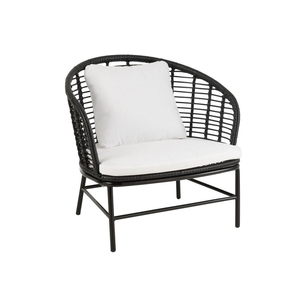 Fauteuil Métal Coussins Roseau Noir | Vira - Designix Fauteuil