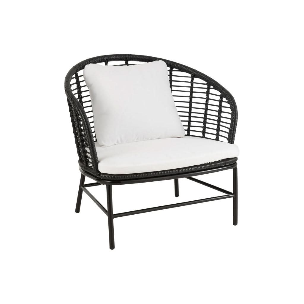 Fauteuil Métal Coussins Roseau Noir | Vira - Designix Fauteuil
