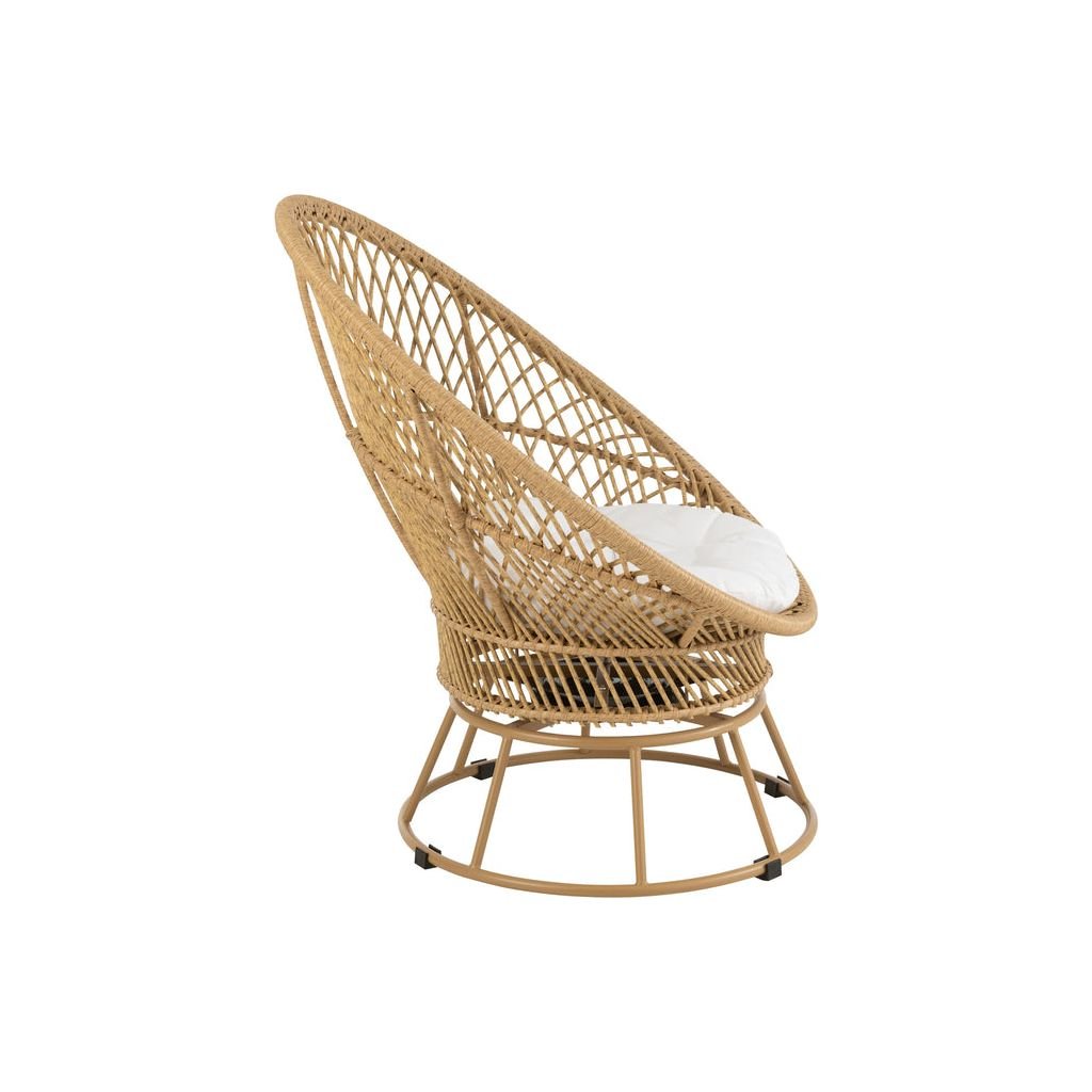 Fauteuil Métal Roseau Beige avec Coussins | Yara - Designix Fauteuil