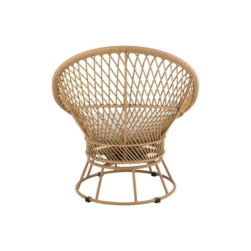Fauteuil Métal Roseau Beige avec Coussins | Yara - Designix Fauteuil