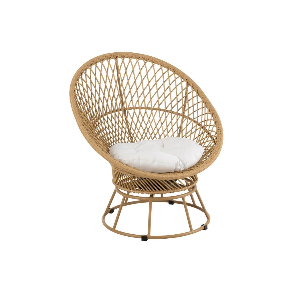 Fauteuil Métal Roseau Beige avec Coussins | Yara - Designix Fauteuil