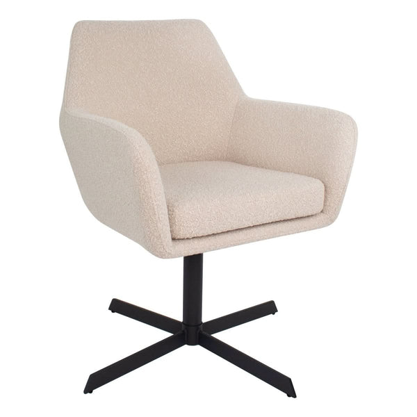 Fauteuil Pivotant Viktor Boucle Beige Avec Accoudoirs Confortables | LUMA