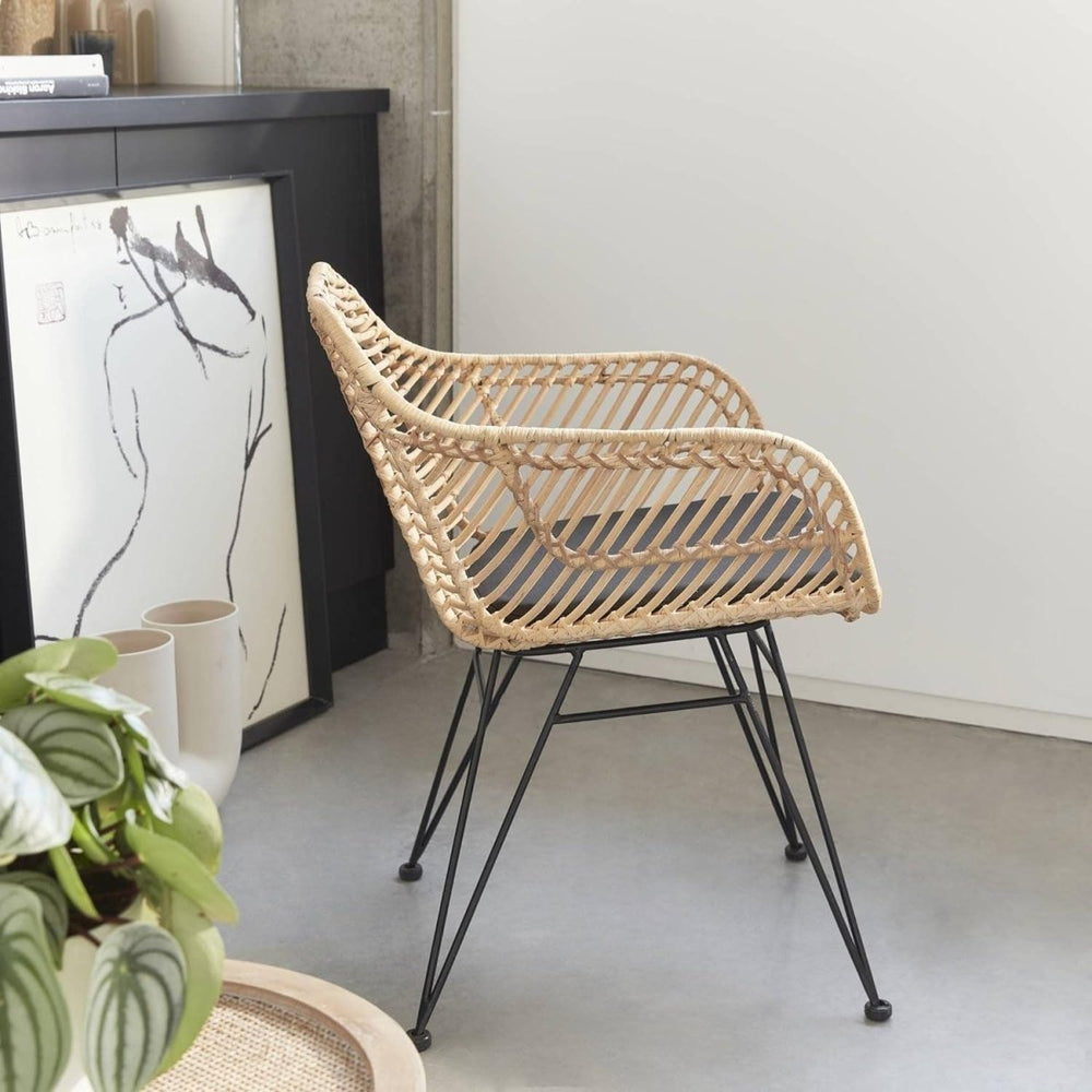 Fauteuil Rotin Métal Noir | Vif - Designix Fauteuil