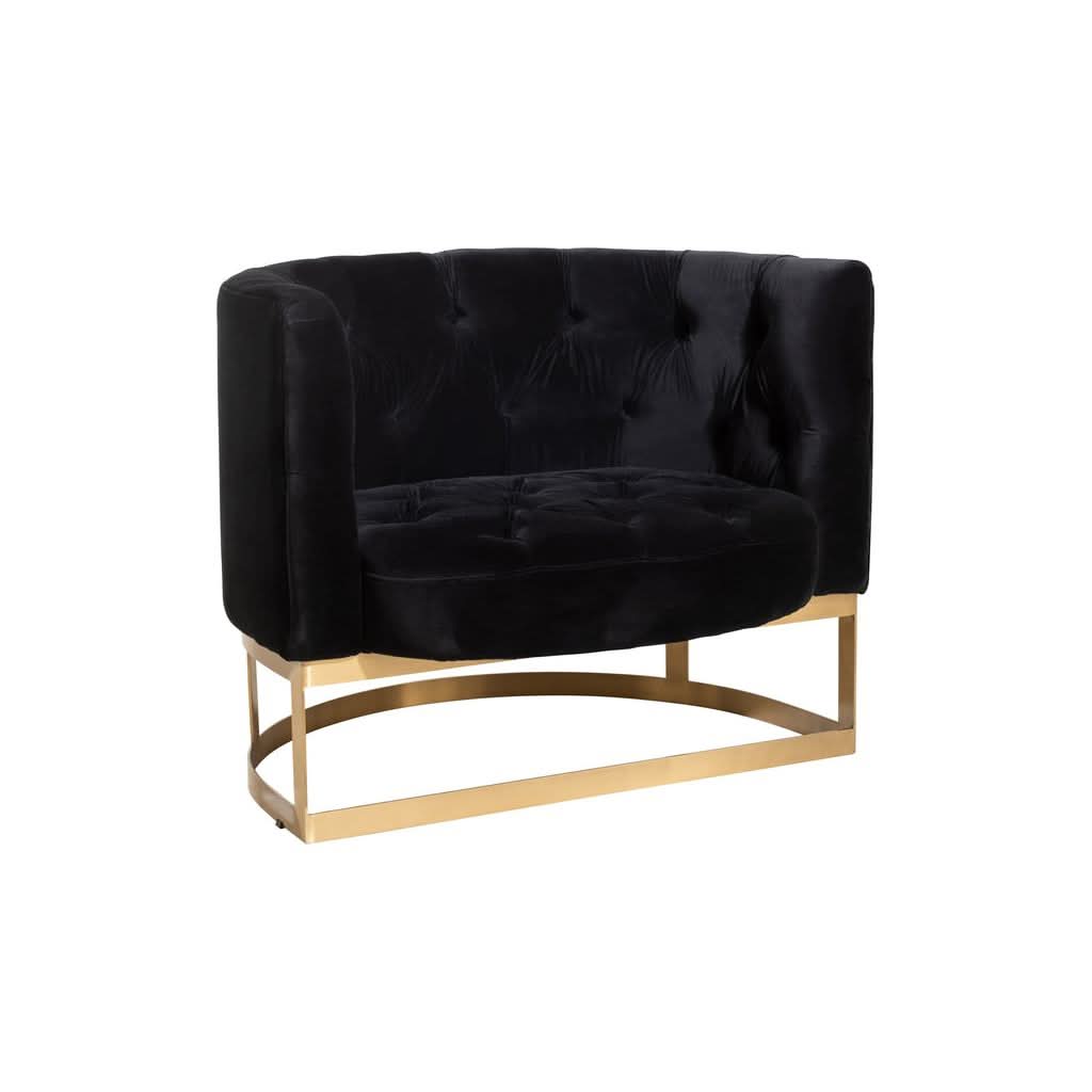 Fauteuil Velours Anthracite Or | Ovin - Designix Fauteuil