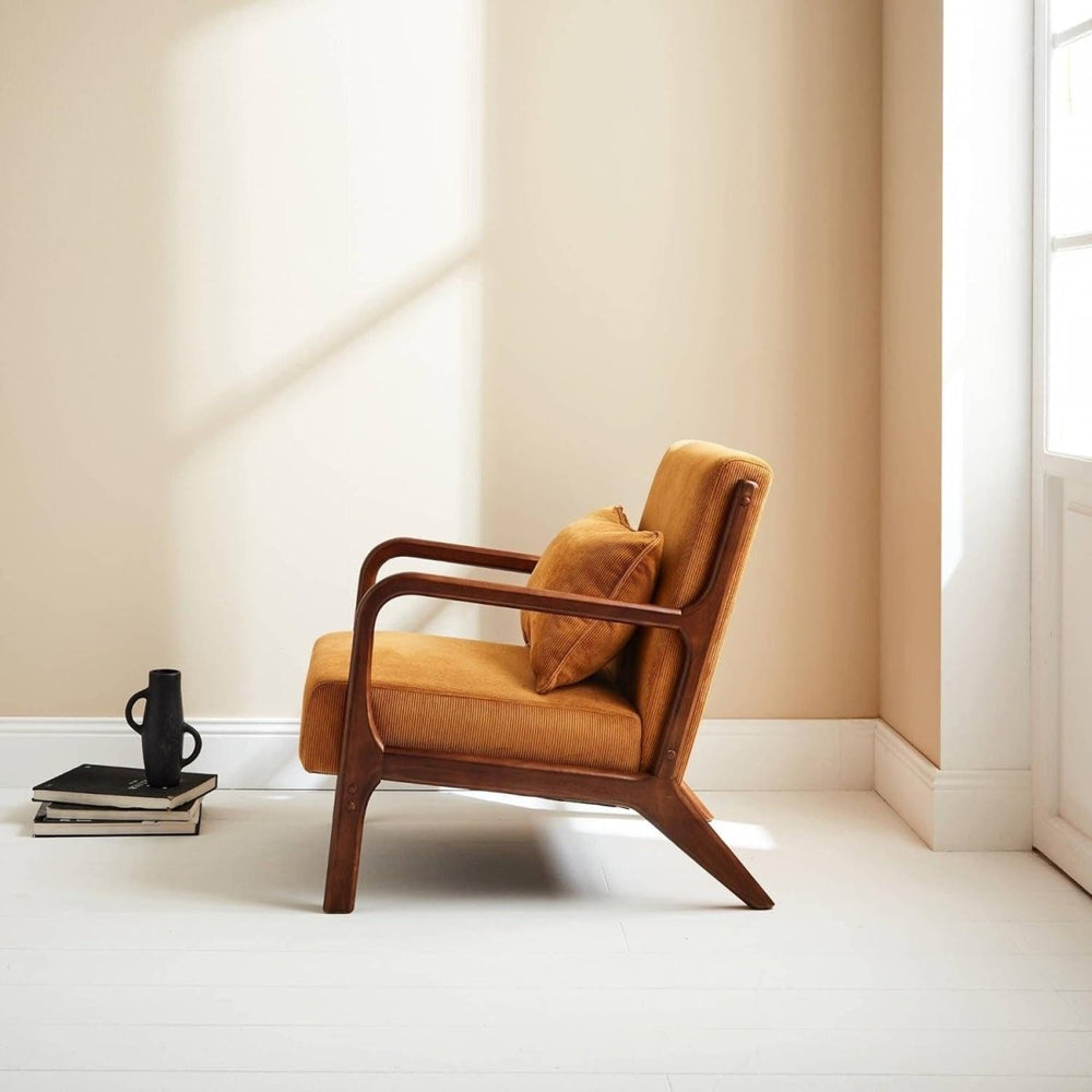 Fauteuil Velours Ocre Scandinave | Mistique - Designix Fauteuil