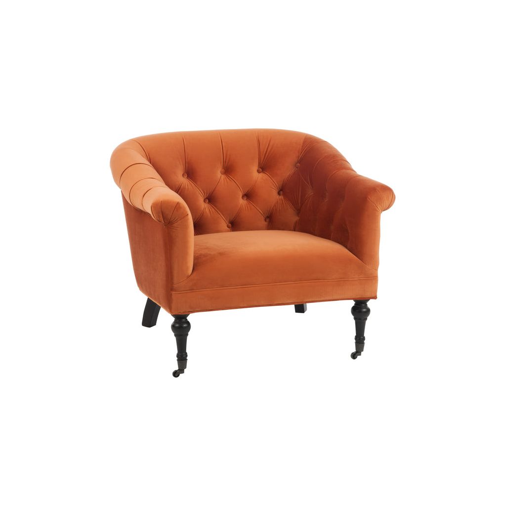 Fauteuil Velours Orange Noir | Xino - Designix Fauteuil