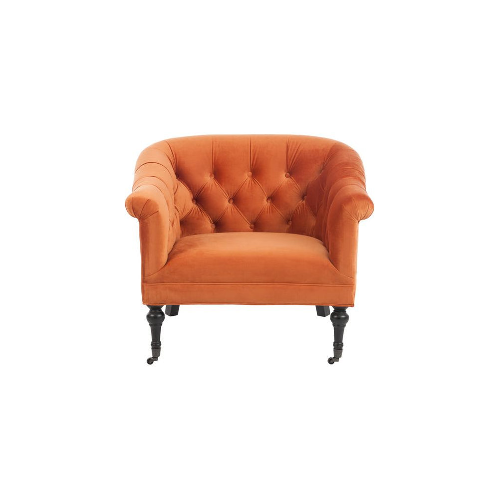 Fauteuil Velours Orange Noir | Xino - Designix Fauteuil