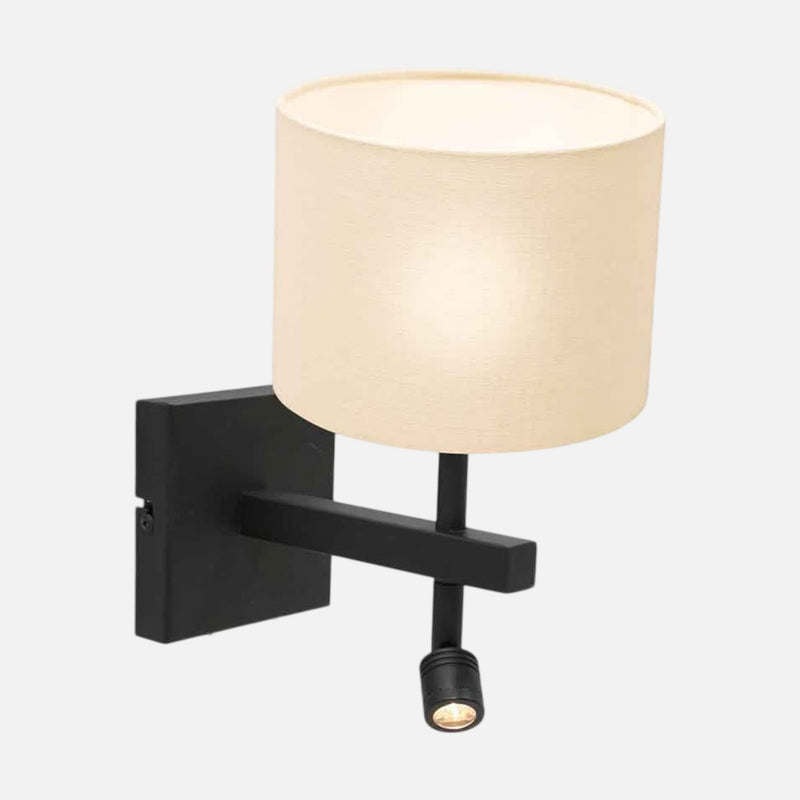 applique murale double éclairage, abat-jour lin & liseuse LED orientable | Soren