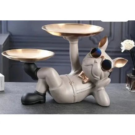 Figurines Animales Bulldog Résine | Yola - Designix Vide poche Gris