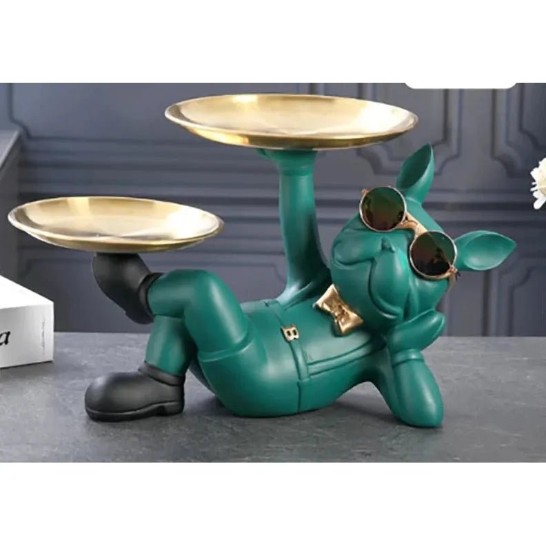 Figurines Animales Bulldog Résine | Yola - Designix Vide poche Vert
