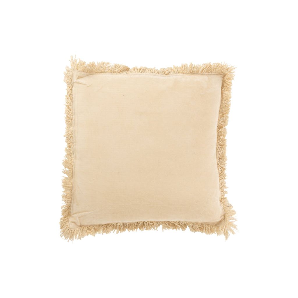 Frange Coussin Velours Beige - Designix
