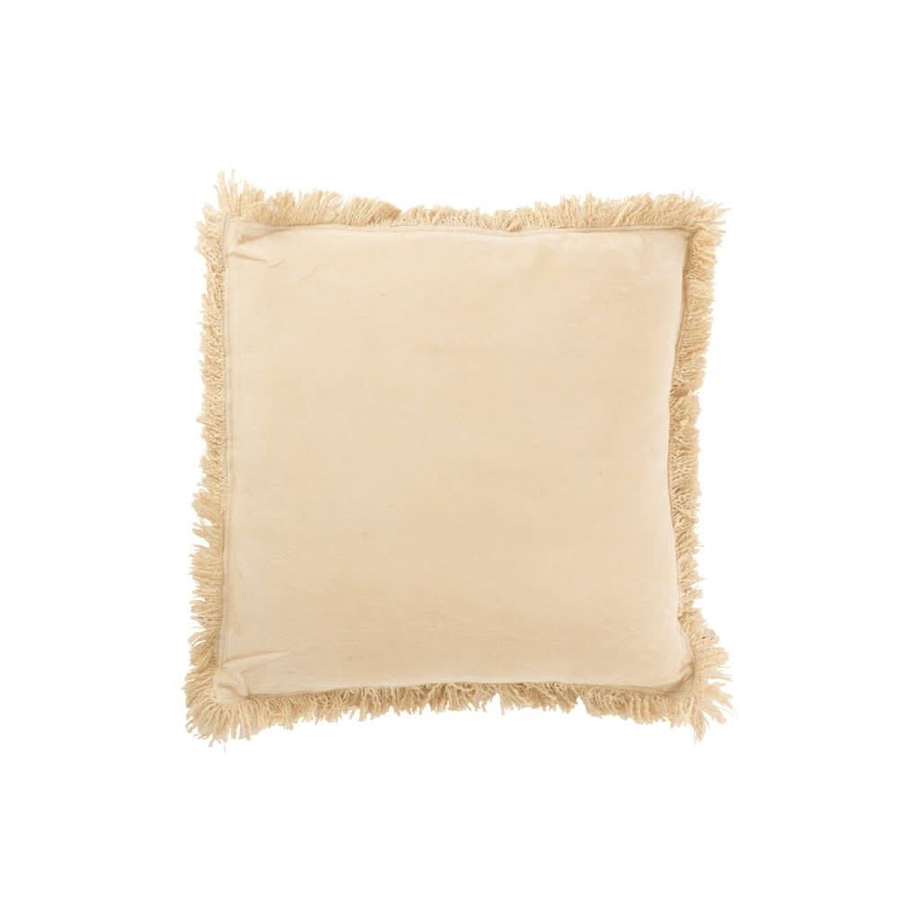 Frange Coussin Velours Beige - Designix