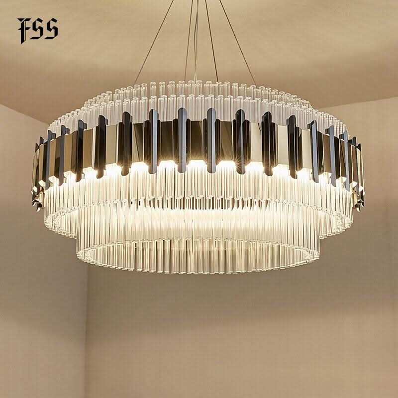 Fss Modern Luxury Rectangular Design Chandelier Lighting LED Lamp AC110V 220V Dinning Room Living Room Hanging Round Lights | Designix - 0 - https://designix.fr/
