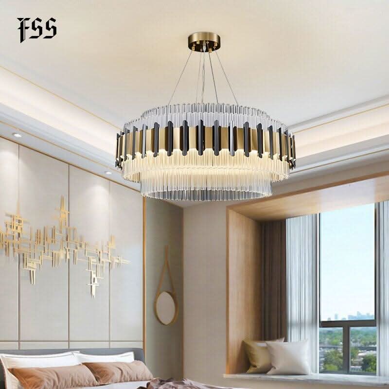Fss Modern Luxury Rectangular Design Chandelier Lighting LED Lamp AC110V 220V Dinning Room Living Room Hanging Round Lights | Designix - 0 - https://designix.fr/