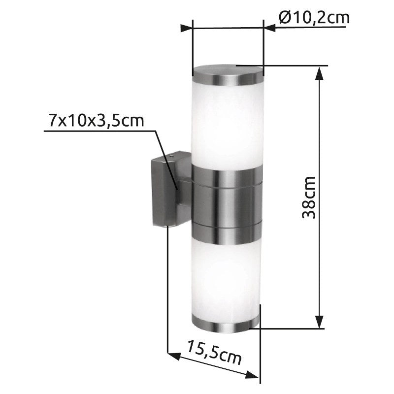 Applique extérieure Xeloo inox, H 37 cm