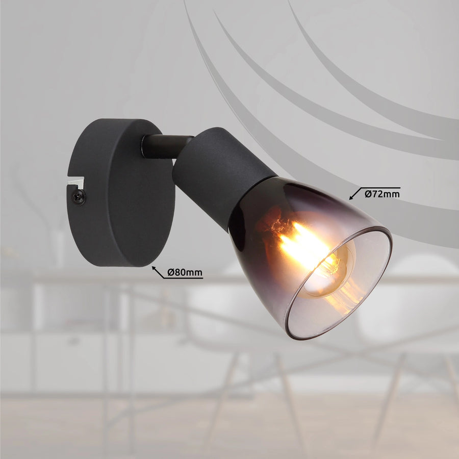 Spot Satella noir mat, L 16,5 cm