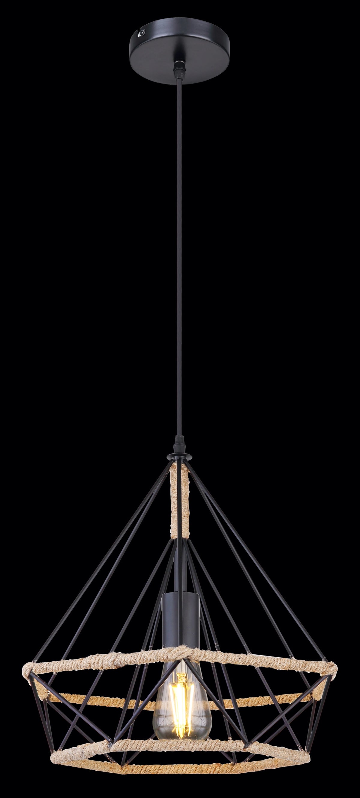 Suspension Ulleu noire, H 150 cm