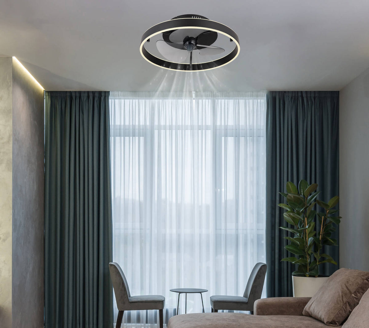 Ventilateur de plafond lumineux Conway noir