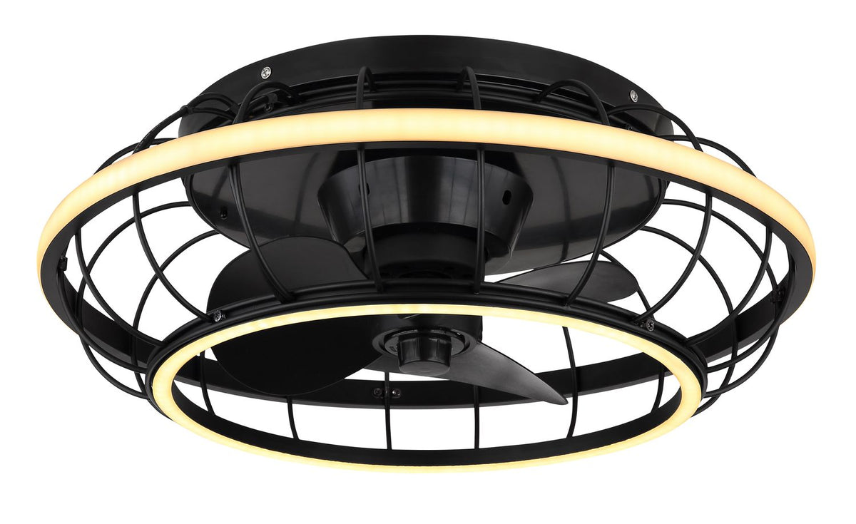 Ventilateur de plafond lumineux Linay noir mat