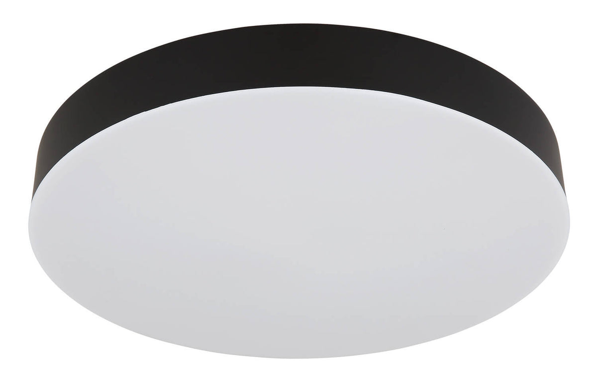 Détail produit du diffuseur blanc dépoli allumé, cerclage noir mat bien visible