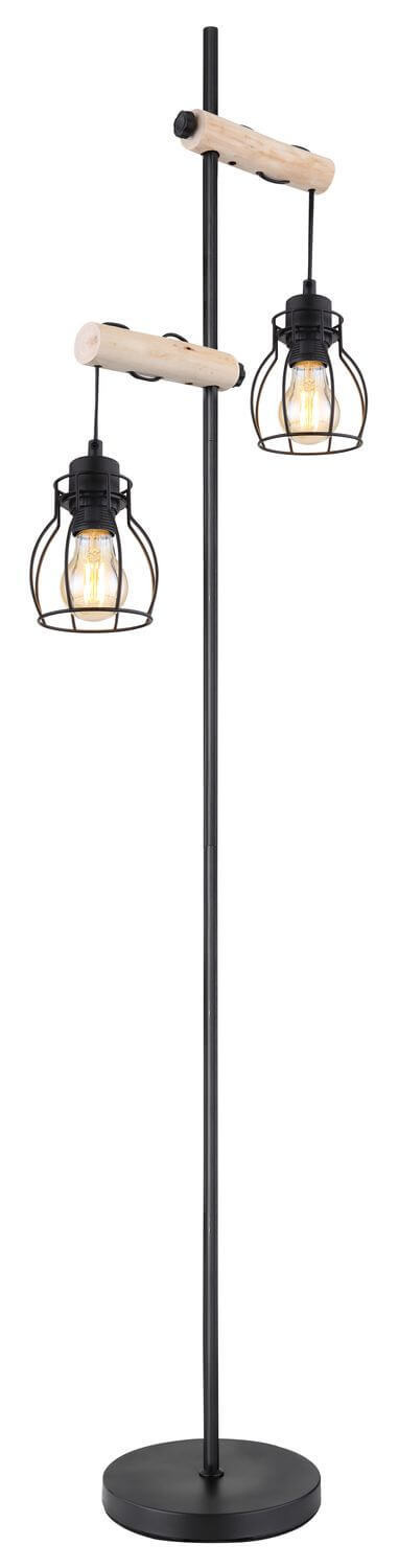 Vue de face du lampadaire entier avec ses deux abat-jours grillagés