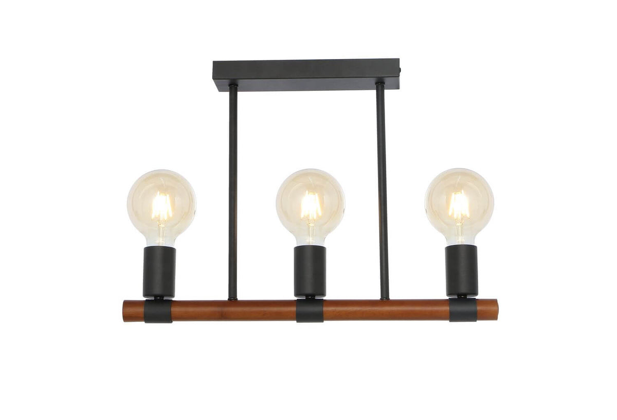 Plafonnier Heinrich noir mat, L 49 cm