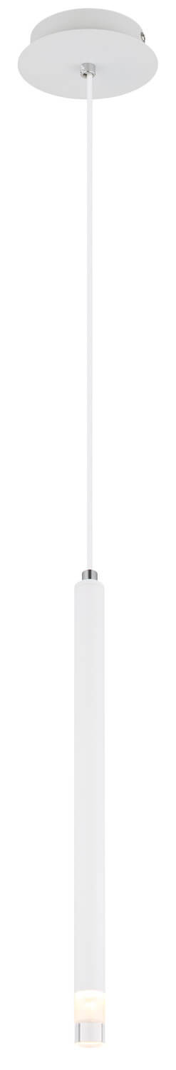 Vue du luminaire suspendu seul sur fond blanc, câble et rosace visibles