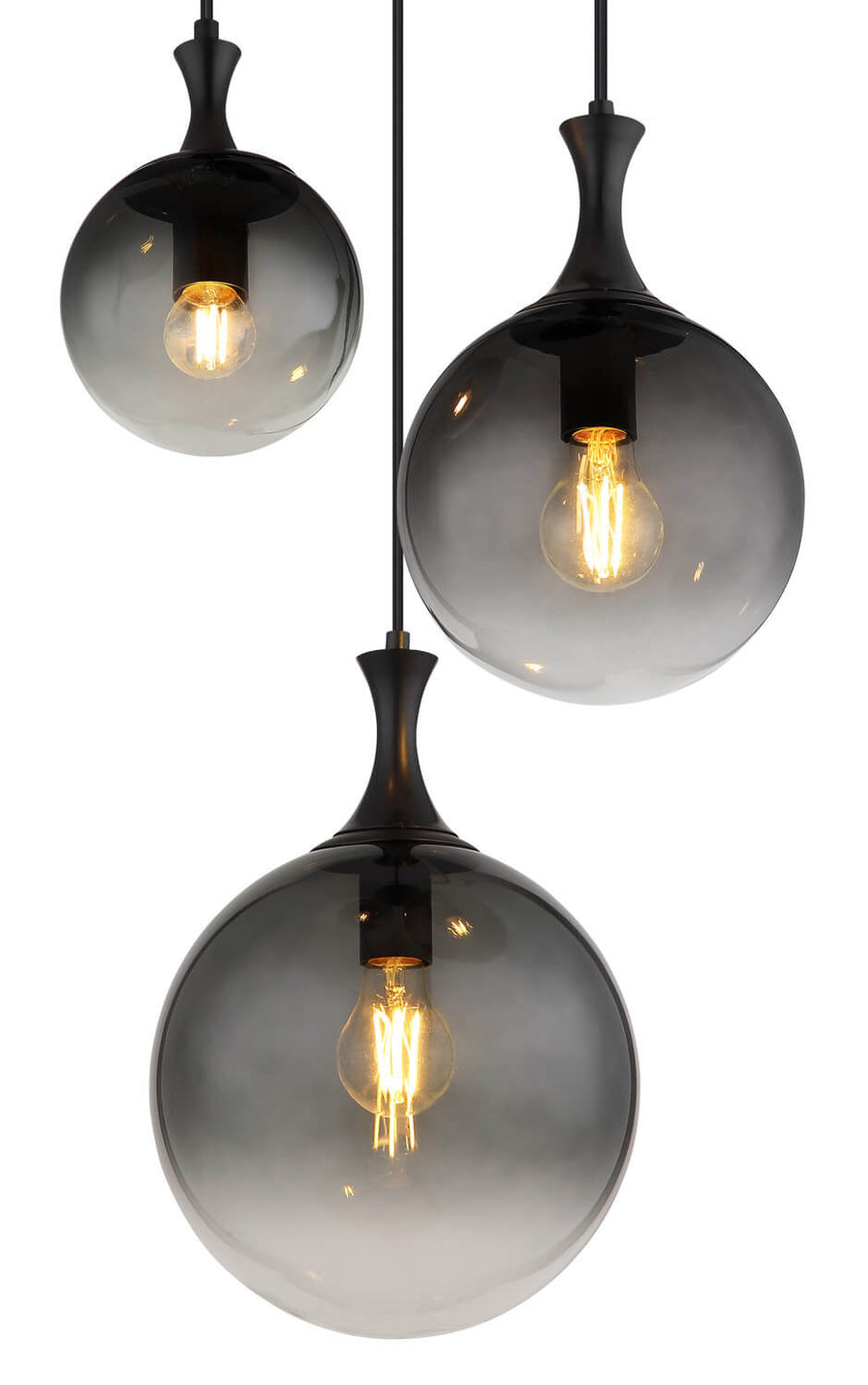 Suspension Dalton noire mat, H 141,5 cm