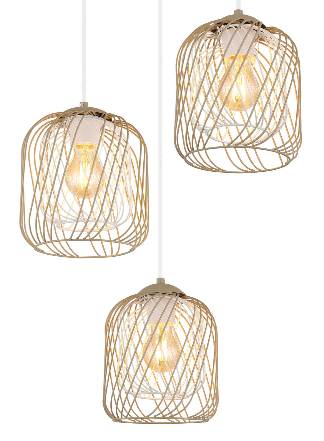 Plan serré sur le treillis métallique doré et l'éclat des filaments