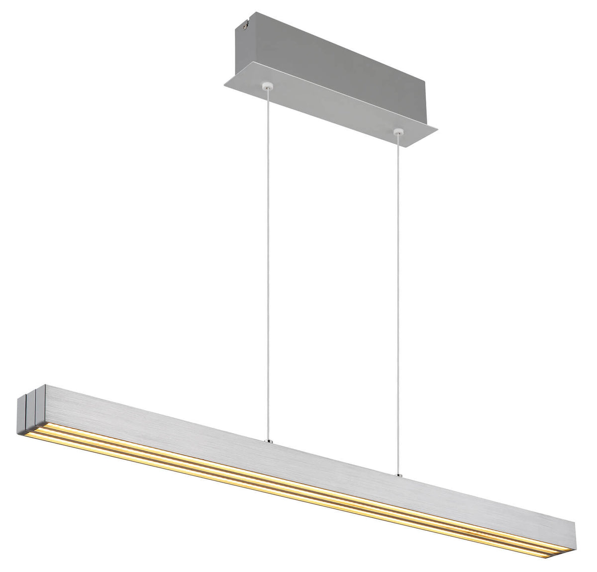 Détail du bas de la barre éclairée, lumière chaude apparente sur toute la longueur