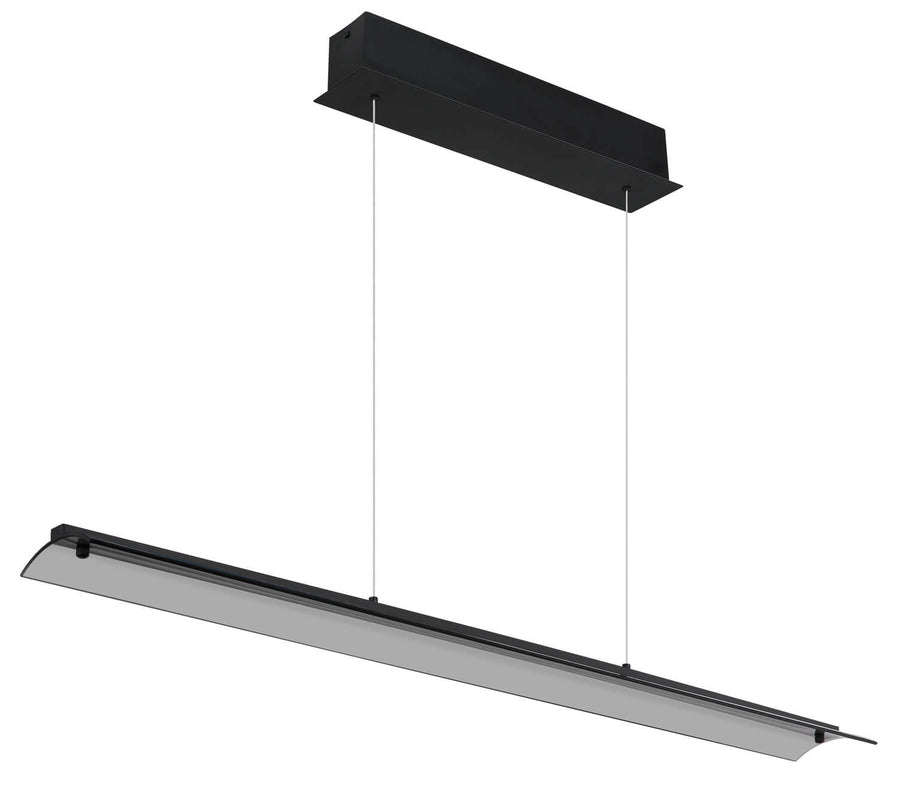 Vue en perspective du bandeau LED et de son diffuseur gris.