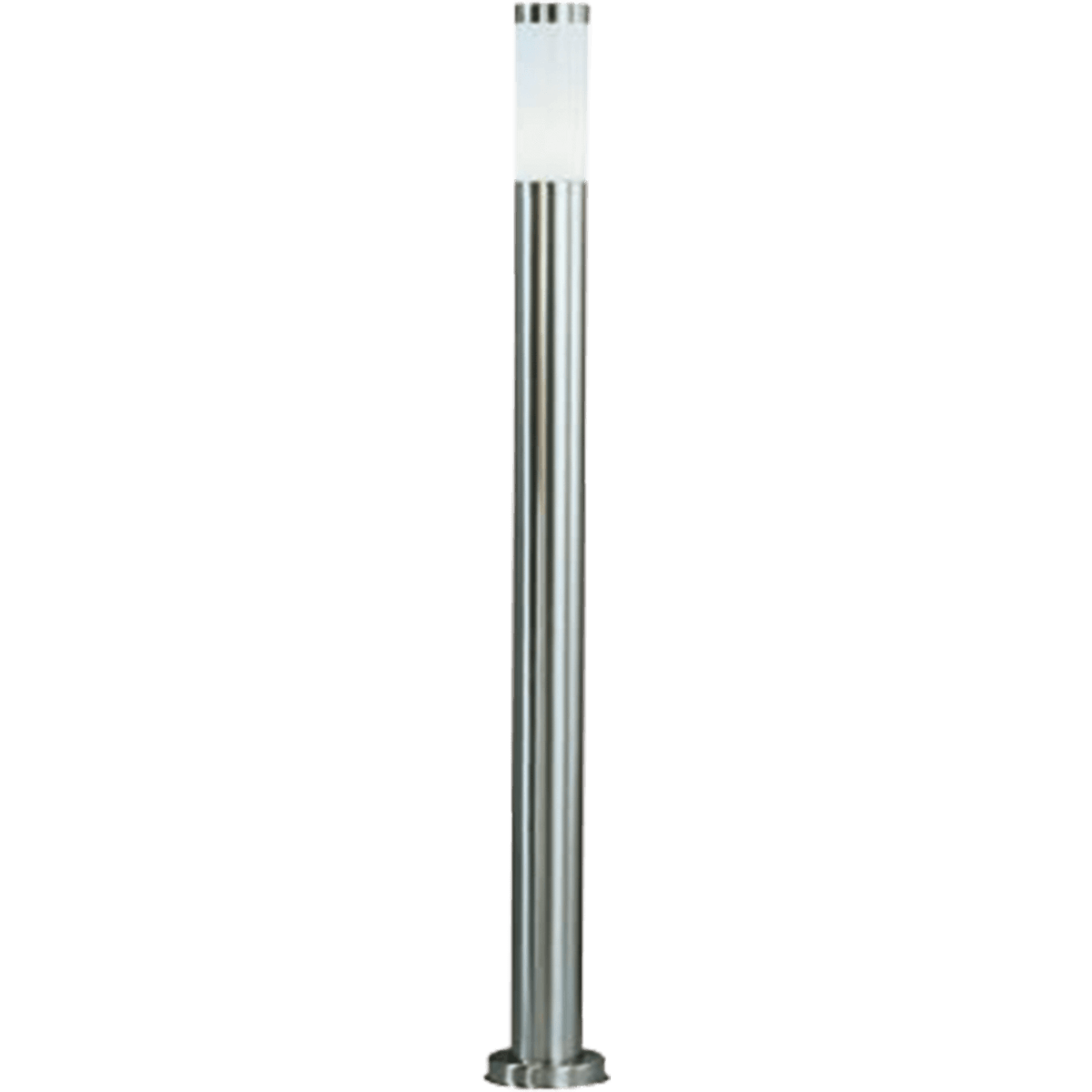 Borne lumineuse extérieure en inox brossé, vue de face sur fond blanc