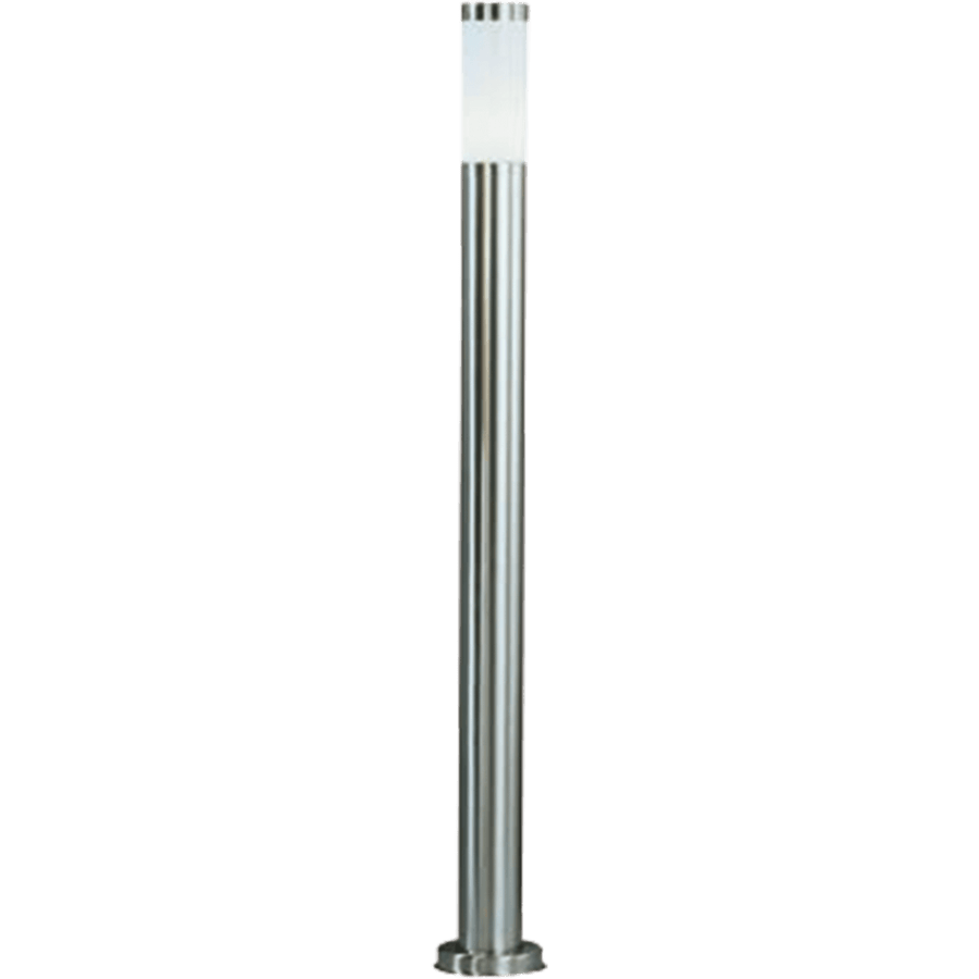 Borne lumineuse extérieure en inox brossé, vue de face sur fond blanc
