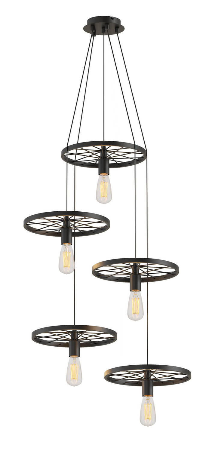 Suspension Jan noire, H 150 cm