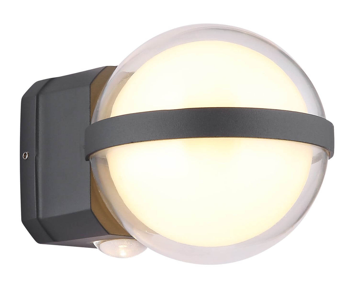 Version anthracite du luminaire mural, face avant avec cerclage aluminium foncé