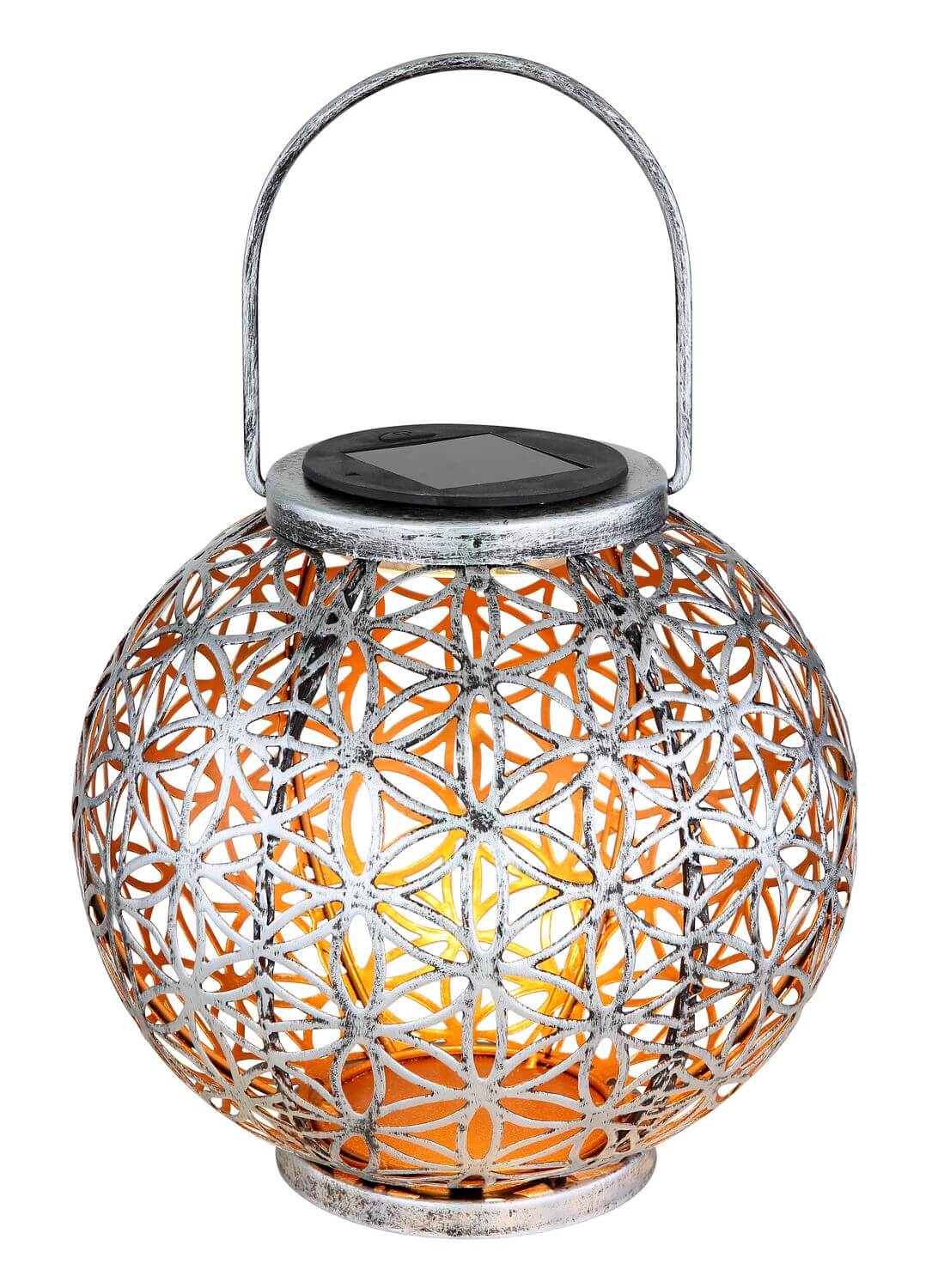 Luminaire extérieur argenté, H 29 cm