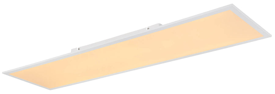 Plafonnier Doro blanc mat et aluminium, L 120 cm