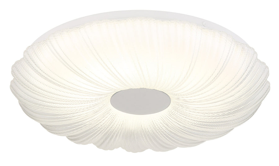 Gros plan du diffuseur plissé allumé diffusant une lumière blanche chaude