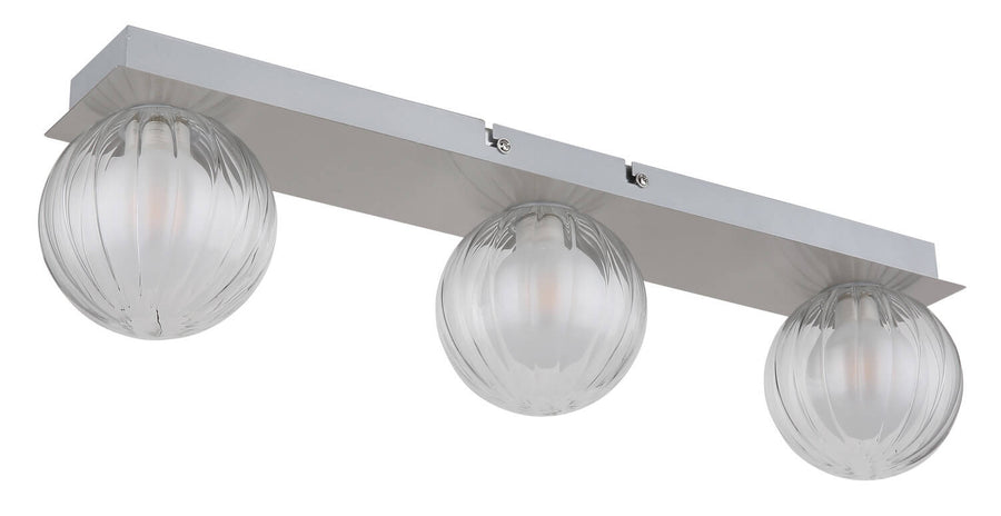 Photo produit éteint détaillant les globes transparents et la structure rectangulaire du luminaire.