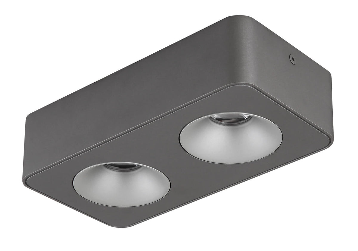 Spot Hangarau gris et aluminium, L 22,4 cm (43100-2)