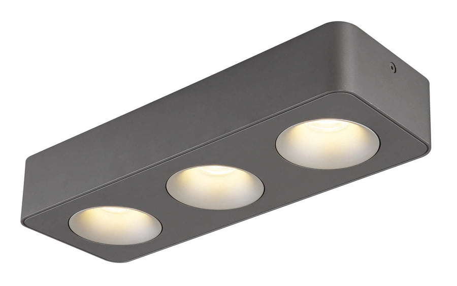 Spot Hangarau gris et aluminium, L 33,2 cm