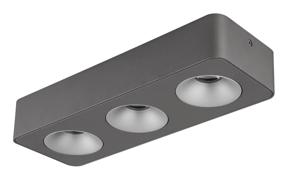 Spot Hangarau gris et aluminium, L 33,2 cm