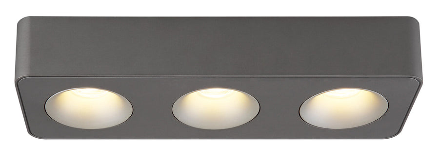 Spot Hangarau gris et aluminium, L 33,2 cm