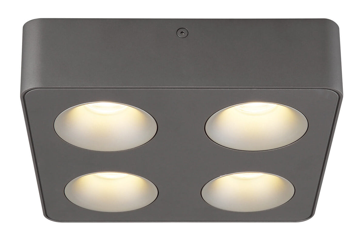 Spot Hangarau gris et aluminium, L 22,4 cm (43100-4)
