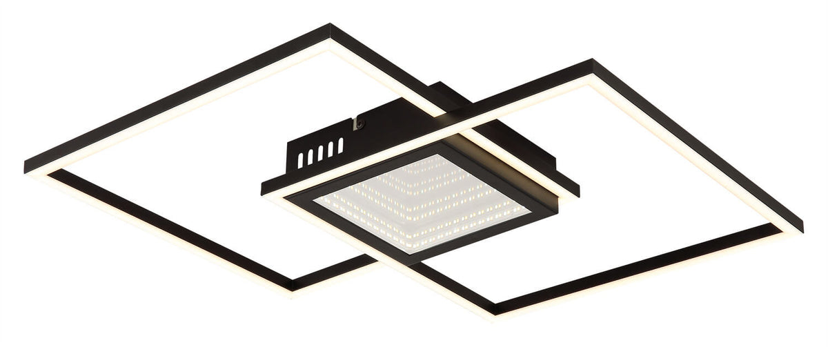 Plafonnier Saunders noir mat, L 42,6 cm